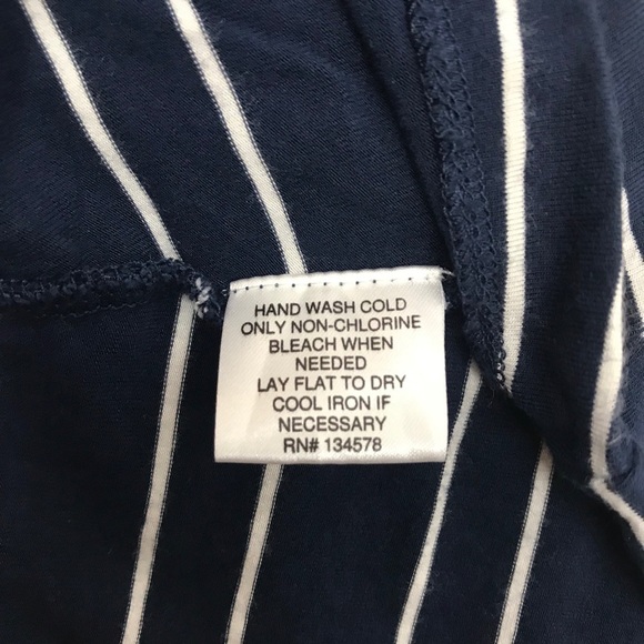 Vineyard Vines Faux Wrap Dress M Navy Striped Long Sleeve Stretch Preppy Classic - Picture 10 of 11